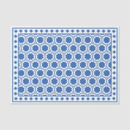 Seda Papel Decoupage Incrustação de Osso Moderno Azul B