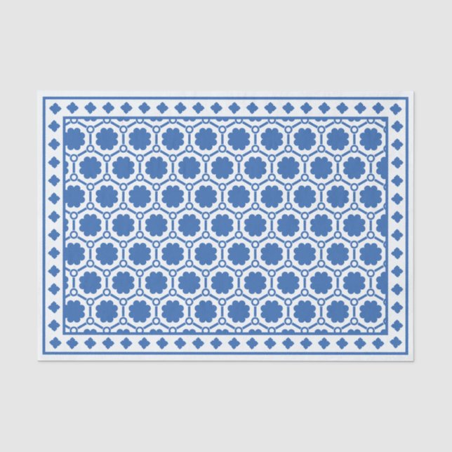 Seda Papel Decoupage Incrustação de Osso Moderno Azul B (Frente )