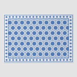 Seda Papel Decoupage Incrustação de Osso Moderno Azul B