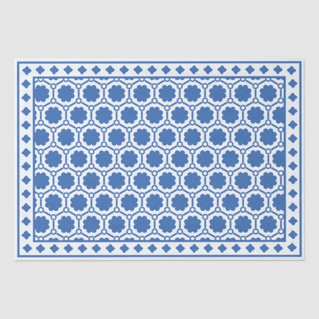 Seda Papel Decoupage Incrustação de Osso Moderno Azul B (Frente )