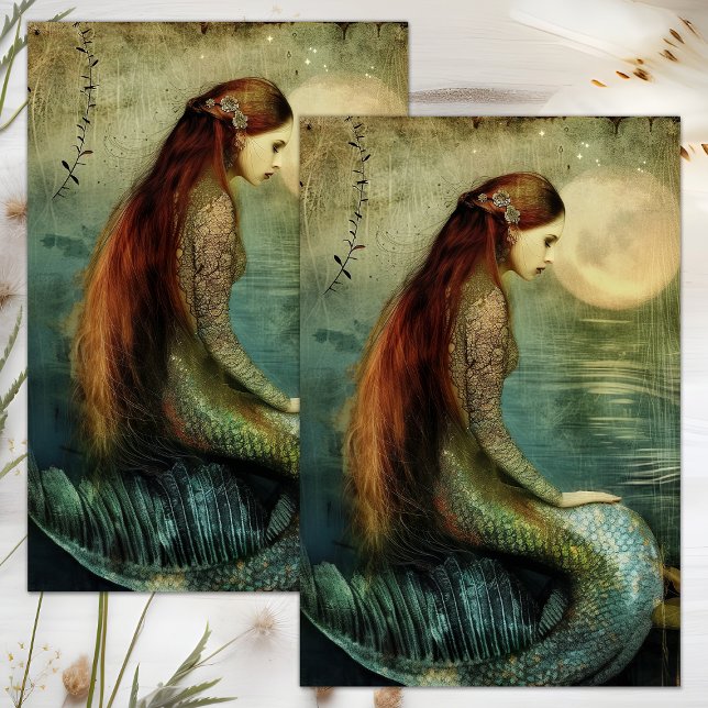 SEDA PAPEL DECOUPAGE PARA DESENHOS DE SEREIA MÍSTICA (MYSTICAL MERMAID DECOUPAGE TISSUE PAPER)