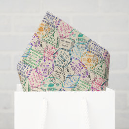 Seda Papel Decoupage Selos de Viagem, Lenço de Passapor