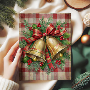 Seda Papel decoupage vermelho sinos de Natal caprichoso