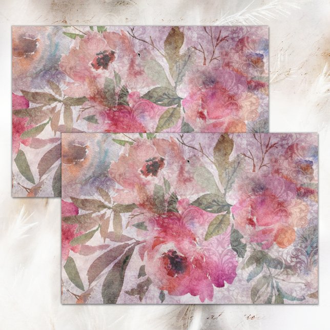 SEDA PAPEL DO TECIDO DE DECOLAGEM FLORAL DE BOHO GRUNGE (BOHO GRUNGE FLORAL COLLAGE DECOUPAGE TISSUE PAPER)