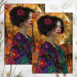 SEDA PAPEL DO TECIDO DE DECOUPAÇÃO DA VINTAGEM VICTORIA