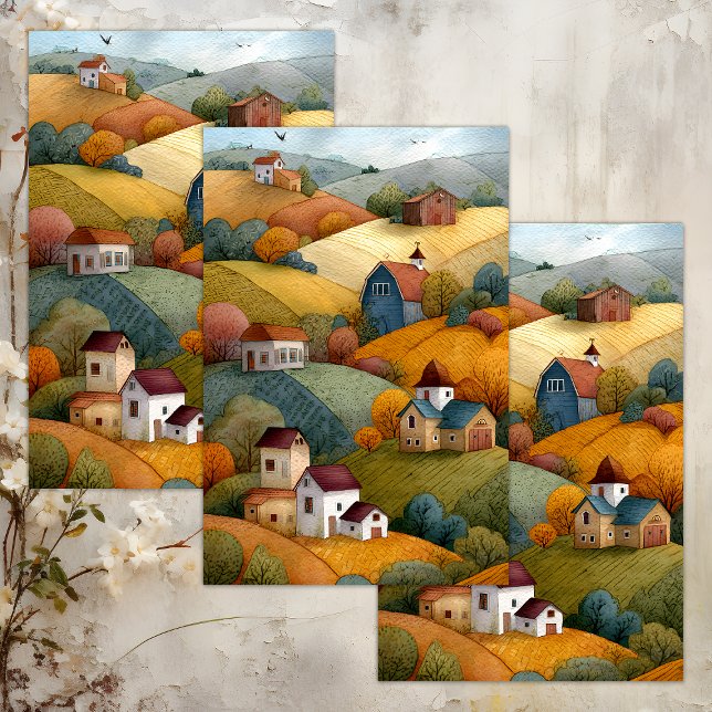 SEDA PAPEL DO TECIDO DE DESCOLAGEM AUTUMN LIFE (AUTUMN FARM LIFE DECOUPAGE TISSUE PAPER)