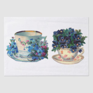 SEDA PAPEL DOS TECIDOS DE DECOPAGAÇÃO: TEACUPS DE VIN