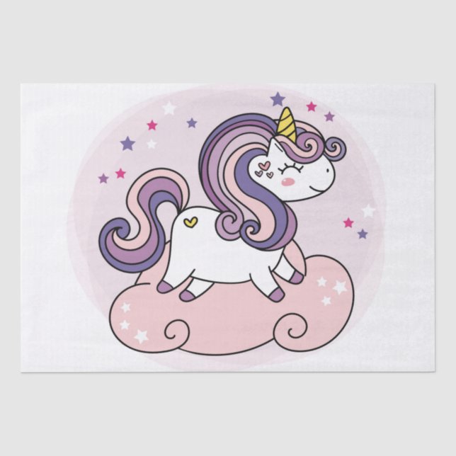 SEDA PAPEL DOS TECIDOS: UNICORN EM UMA NUVEM DE PINCO (Frente )