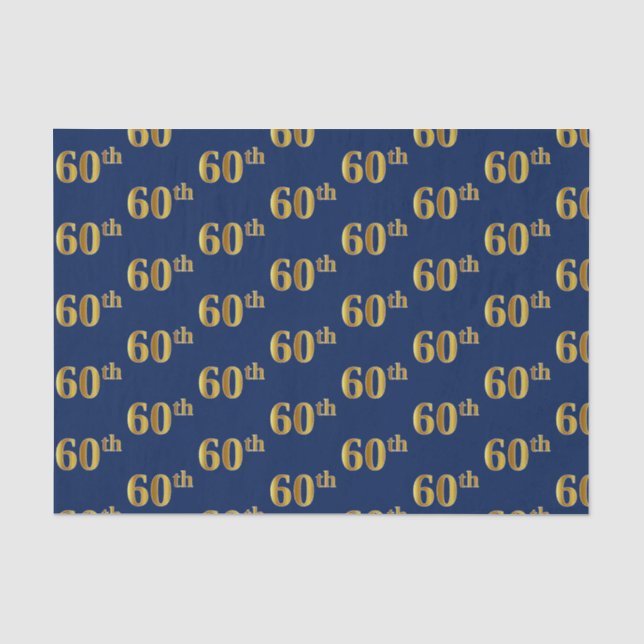 Seda Papel Dourado 60º (Sessenta) de Evento Azul (Frente )