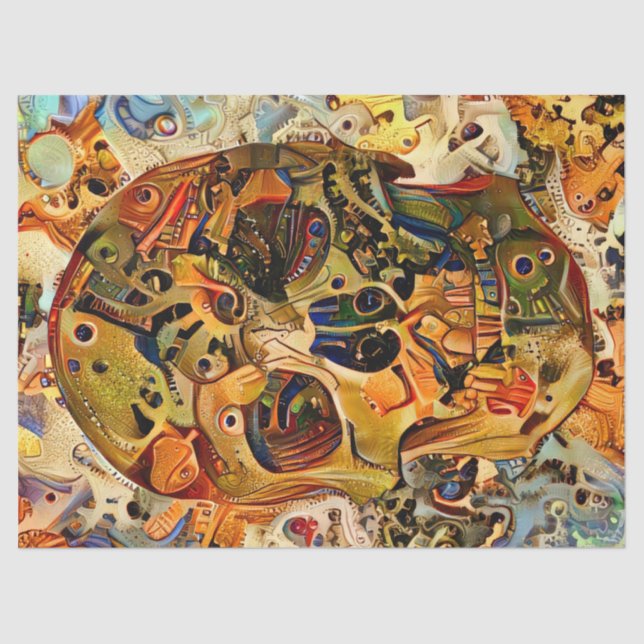 Seda Papel Dourado de Dissociação do Caveira Steampunk (Frente )