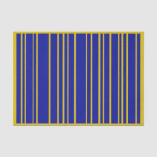 Seda Papel Dourado e Azul de Tecido de Stripe