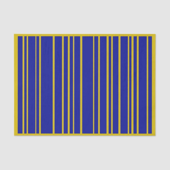 Seda Papel Dourado e Azul de Tecido de Stripe (Frente )