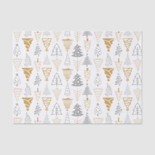 Seda Papel em árvore de Natal Dourado e prata
