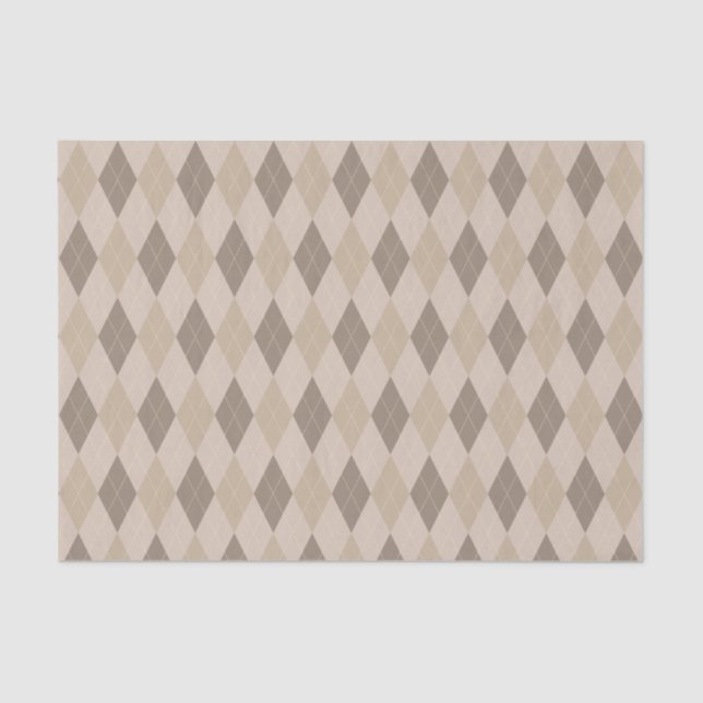 Seda Papel em Tecido de Padrão de Toque bege Argyle (Frente )