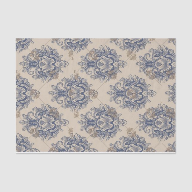 Seda Papel Ephemera de Padrão Vintage Barroco (Frente )