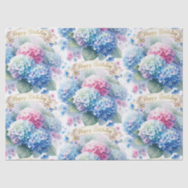 Seda Papel Floral de Aniversário Hortênsia Azul