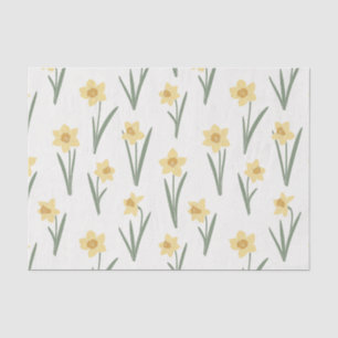 Seda Papel Floral de Narciso da Primavera em Amarelo e