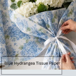 Seda Papel Floral de Tecido Hortênsia Azul