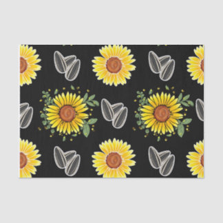 Seda Papel Floral em Tecido de 10 lb, Preto e Amarelo