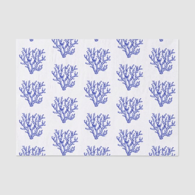 Seda Papel grande de tecidos de coral marinho azul e br (Frente )