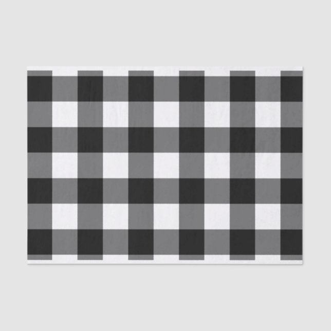 Seda Papel grande de tecidos preto e branco de gingham (Frente )