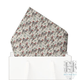 Seda Papel Higiênico de Natal de Burro Fofo na cor Crem