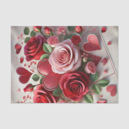 Seda Papel Higiênico de Rosas e Corações do Dia dos Nam