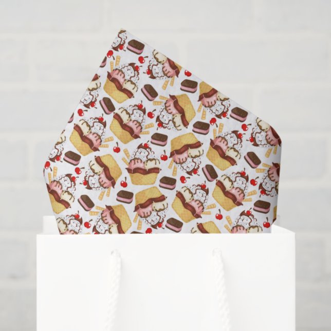 Seda Papel Higiênico de Sundae de Sorvete (Sacola de presentes)