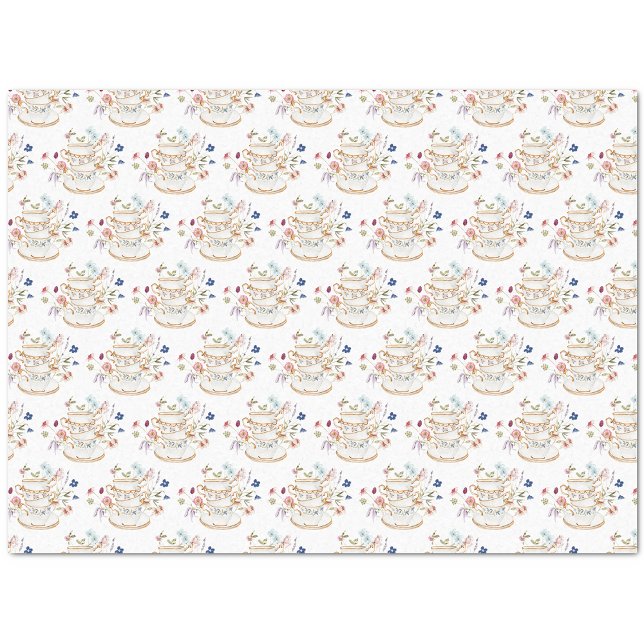 Seda Papel Higiênico em Formato de Xícara de Chá (Wildflower White Tea Cup Party Tissue Paper by Painted Paperie
)
