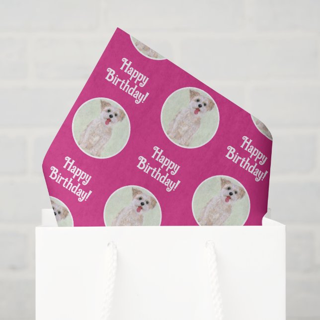 Seda Papel Higiênico Rosa de Cachorro Morkie (Sacola de presentes)