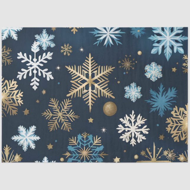 Seda Papel lenço em flocos de neve do ouro (Frente )