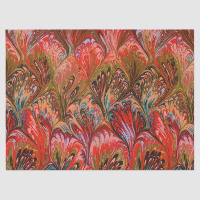 SEDA PAPEL MARCADO,PADRÃO DE PAZ AZUL ABSTRATO VERMELHO (Frente )