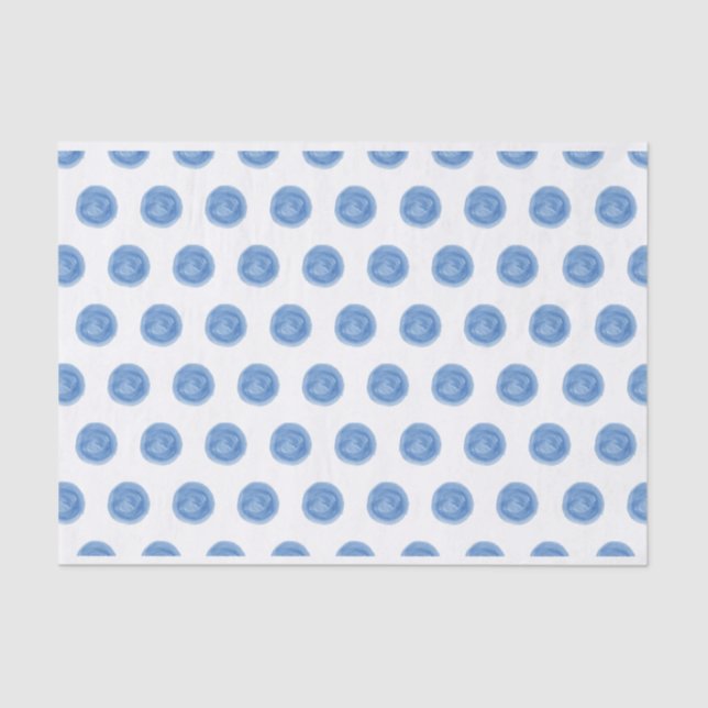 Seda Papel no Tecido das Bolinhas de Aquarela Azul (Frente )