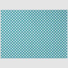 Seda Papel no Tecido de Bolinhas Branca e Tea