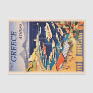 Seda Papel no Tecido Viagem de Grécia da  da Vintage