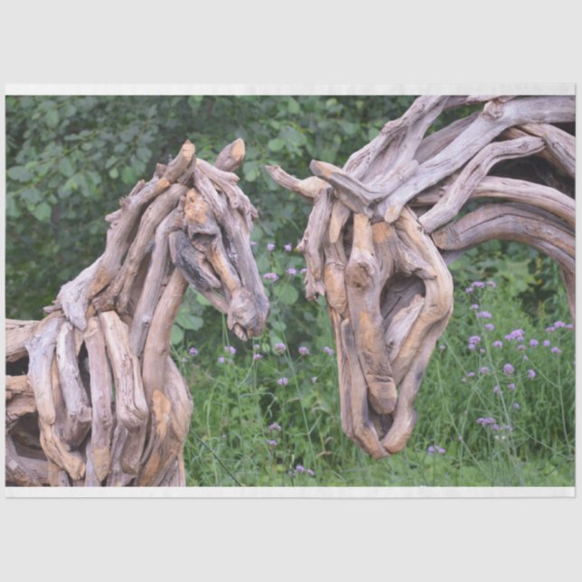 Seda papel para tecidos da escultura de cavalos de made (Frente )