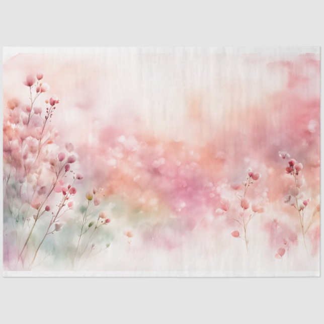 Seda Papel para tecidos de flor silvestre, rosa (Frente )