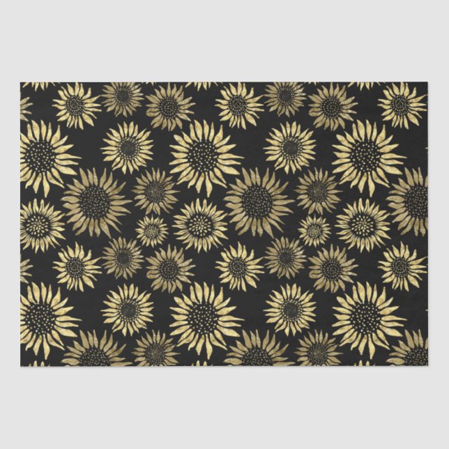 Seda Papel para tecidos de girassol, Dourado, preto (Frente )