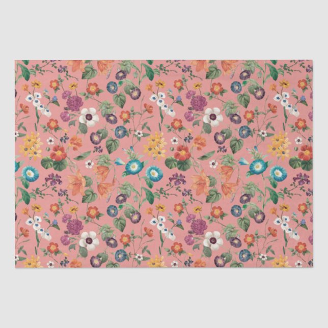 Seda Papel para tecidos de padrão floral (Frente )