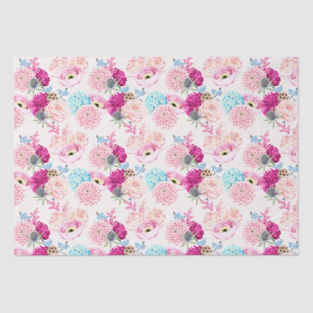 Seda Papel para tecidos de padrão floral (Frente )