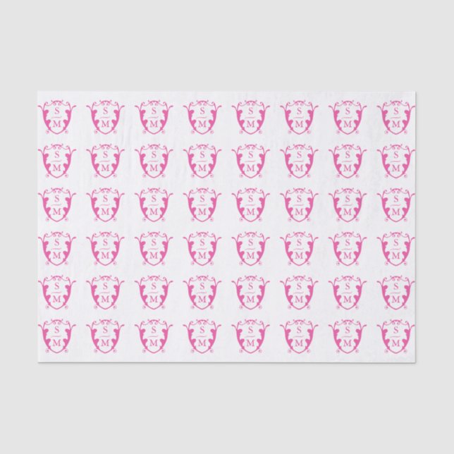 Seda Papel para tecidos de repouso monograma magenta (Frente )