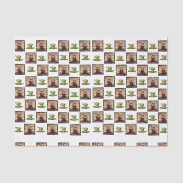 Seda Papel para tecidos decorativos Xícara de café (Frente )