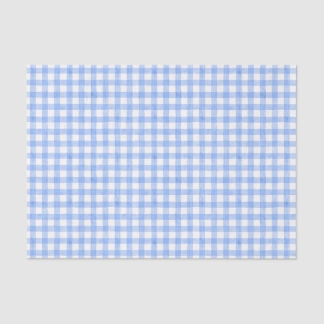 Seda Papel para Tecidos Gingham de Cor Azul (Frente )