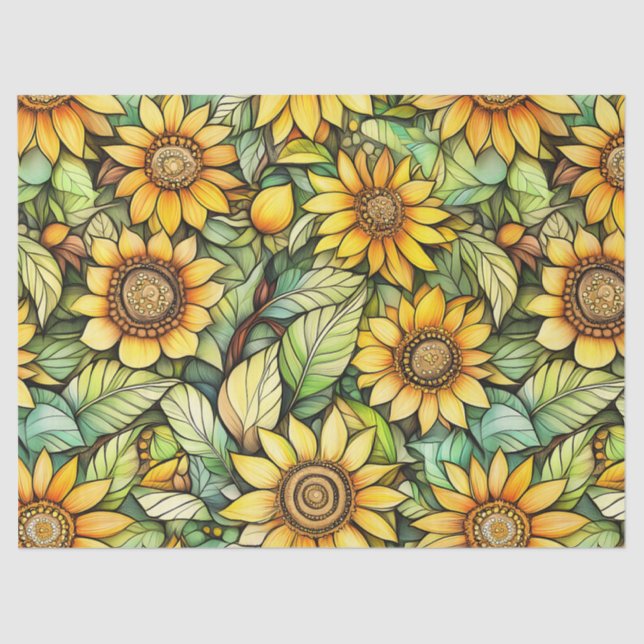 Seda Papel Primitivo para tecidos de girassol - 10 lb,  (Frente )