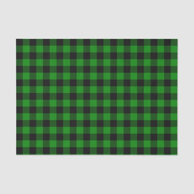 Seda Papel principal da Xadrez de búfalos preto e verde (Frente )