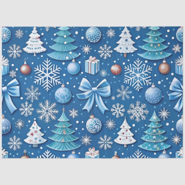Seda Papel sofisticado de moldagem de Natal Azul para (Frente )