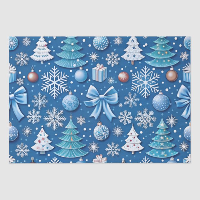 Seda Papel sofisticado de moldagem de Natal Azul para (Frente )