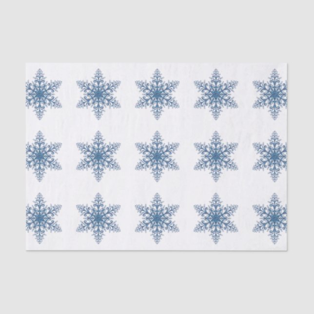 Seda Papel Tecido Azul Floco de Neve (Frente )