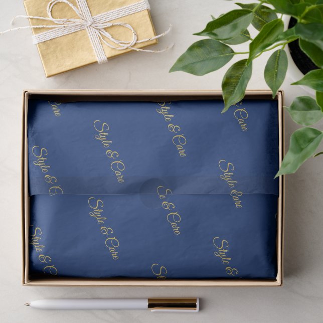 Seda Papel Tecido Azul Marinho com Impressão de Nome (Presente)