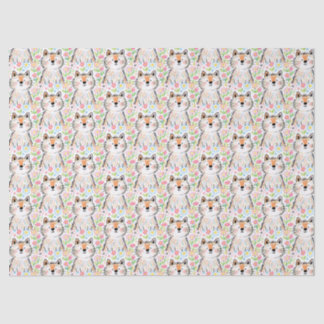 Seda Papel Tecido Branco de Gato Rabiscado